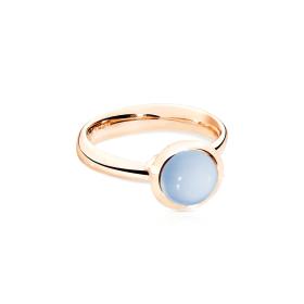 Roségold, Ringe, Tamara Comolli BOUTON Ring small Blauer Chalcedon R-BOU-s-ChBl-rg