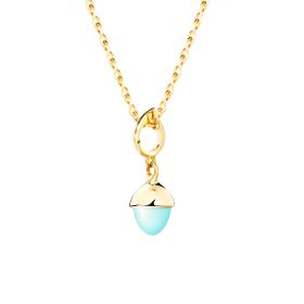 Gelbgold, Halsschmuck, Tamara Comolli MIKADO Anhänger Flamenco Aqua Chalcedon P-MFL-ChAq-yg