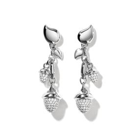 Weißgold, Ohrringe, Tamara Comolli MIKADO Dangling 2 Acorns Ohrringe mit Diamant Pavé   E-M-d-2-p-wg