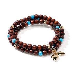 Gelbgold, Armschmuck, Tamara Comolli INDIA Armband medium Snakewood Türkis B-IND-SWTur-3-m-yg
