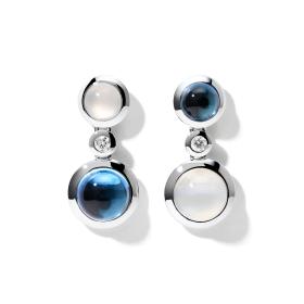Weißgold, Ohrringe, Tamara Comolli BOUTON 2 Cabochon Ohrhänger Ocean E-BOU-2-Oce-Cl-wg