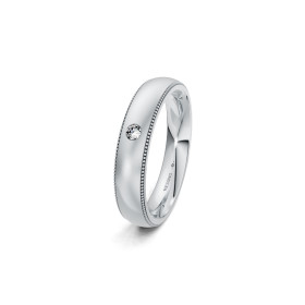  Niessing Art Déco konvex Trauring, Ref: N351567-4mm-0.03ct-satin-pt