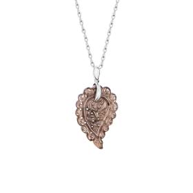 Weißgold, Halsschmuck, Tamara Comolli INDIA Leaf Anhänger small Rauchquarz P-IND-s-Smo-wg