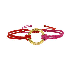 Gelbgold, Armschmuck, Zig Zag by Natalie Zig Zag & Woven Armband mit Kreis-Anhänger , Ref: 00121172A