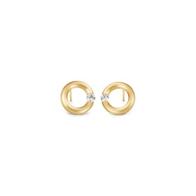 Gelbgold, Ohrringe, Niessing Spannring® Ohrstecker  N354924-10mm-0.08ct-satin-cy