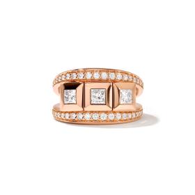 Roségold, Ringe, Tamara Comolli CURRICULUM VITAE 3 Ring mit Diamant Pavé medium R-CV3-m-Pr-p-rg