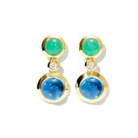 Ohrringe, Gelbgold, Tamara Comolli BOUTON Ohrringe 2 Cabochon 'Lagoon' Classic E-BOU-2-Lag-Cl-yg