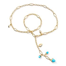 Gelbgold, Halsschmuck, Tamara Comolli MIKADO Collier Delicate Türkis mit Diamond Pavé  N-M-Del51-Tur-p-yg