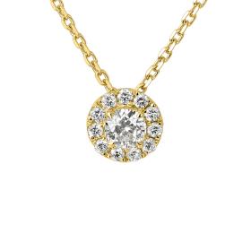 Gelbgold, Halsschmuck, Ruppenthal Brillant-Anhänger "Halo" mit Collier  00964715