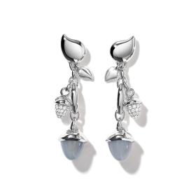 Weißgold, Ohrringe, Tamara Comolli MIKADO Ohrringe  Dangling 2 Acorns 'Cashmere' mit Diamant Pavé  E-M-d-2-Cas-p-wg
