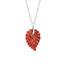Weißgold, Halsschmuck, Tamara Comolli INDIA Leaf Anhänger small Onyx terra P-IND-s-Ter-wg