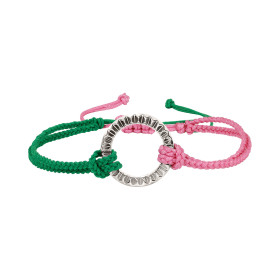 Platin, Armschmuck, Zig Zag by Natalie Zig Zag & Woven Armband mit Kreis-Anhänger , Ref: 00121174A