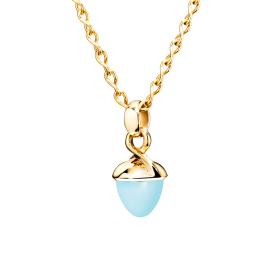 Gelbgold, Halsschmuck, Tamara Comolli MIKADO Anhänger Bouquet Aqua Chalcedon P-MB-ChAq-yg