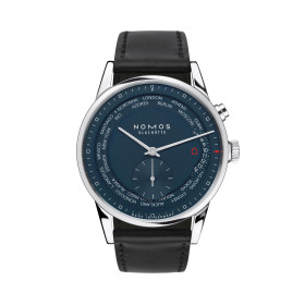Damen- und Herrenuhr, NOMOS Glashütte Zürich Weltzeit nachtblau 807