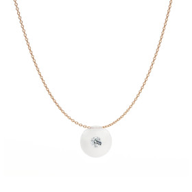        Rotgold, Halsschmuck, Schmuckwerk Glasklar Anhänger mit Halskette DH807-RG-GW