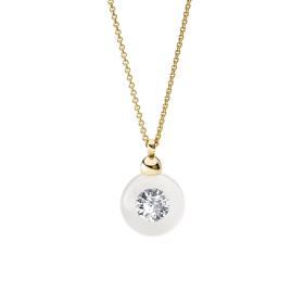 Gelbgold, Halsschmuck, Schmuckwerk Anhänger Glasklar mit Halskette DH587-GG-GW