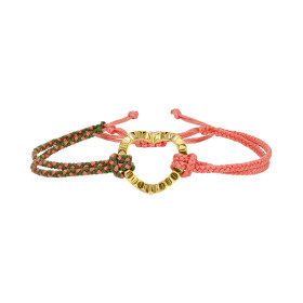 Gelbgold, Armschmuck, Zig Zag by Natalie Zig Zag & Woven Armband mit Herz-Anhänger , Ref: 00121162A