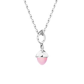 Weißgold, Halsschmuck, Tamara Comolli MIKADO Flamenco Anhänger pinker Chalcedon P-MFL-ChPi-wg