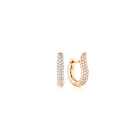 Roségold, Ohrringe, Tamara Comolli SIGNATURE Hoop Ohrringe small mit Diamant Pavé  18 K Roségold E-Ho-s-p-rg