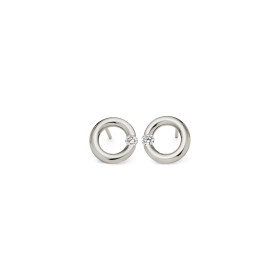 Weißgold, Ohrringe, Niessing Spannring® Ohrstecker  N354924-10mm-0.08ct-gloss-fg