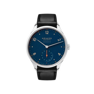 Damen- und Herrenuhr, NOMOS Glashütte Minimatik nachtblau, Ref: 1205