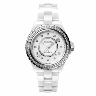 Damenuhr, CHANEL J12 MANUFAKTURKALIBER 12.1 DIAMANTLÜNETTE Uhr, 38 mm, Ref: H7189