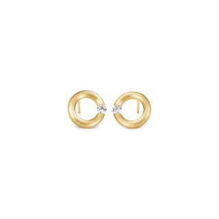 Gelbgold, Ohrringe, Niessing Spannring® Ohrstecker , Ref: N354924-10mm-0.08ct-satin-cy