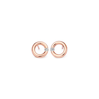 Rotgold, Ohrringe, Niessing Spannring® Ohrstecker , Ref: N354924-10mm-0.08ct-gloss-cr