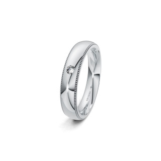  Niessing Art Déco konvex Trauring, Ref: N351567-4mm-0.03ct-gloss-pt