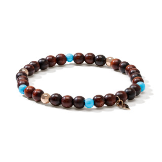 Roségold, Armschmuck, Tamara Comolli INDIA Armband mit Snakewood und Türkis Medium, Ref: B-IND-SWTur-1-m-rg
