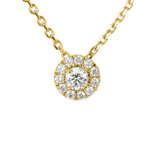Gelbgold, Halsschmuck, Ruppenthal Brillant-Anhänger "Halo" mit Collier , Ref: 00964643
