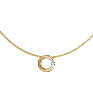 Gelbgold, Halsschmuck, Niessing Spannring® Anhänger , Ref: N353924-12mm-0.1ct-satin-cy