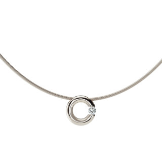 Weißgold, Halsschmuck, Niessing Spannring® Anhänger , Ref: N353924-12mm-0.1ct-gloss-fg