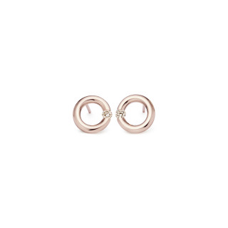 Roségold, Ohrringe, Niessing Spannring® Ohrstecker , Ref: N354924-10mm-0.08ct-cinnamon-gloss-rw