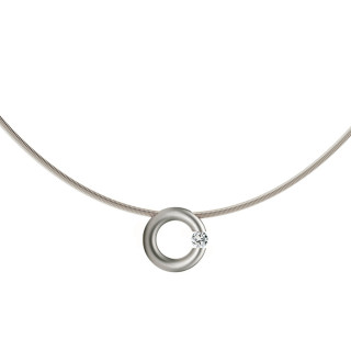 Weißgold, Halsschmuck, Niessing Spannring® Anhänger , Ref: N353924-12mm-0.1ct-satin-fg