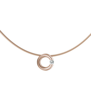 Roségold, Halsschmuck, Niessing Spannring® Anhänger , Ref: N353924-12mm-0.1ct-satin-rw