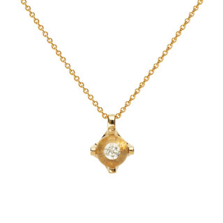 Gelbgold, Halsschmuck, Schmuckwerk Glasklar Anhänger mit Halskette, Ref: CH177-GG