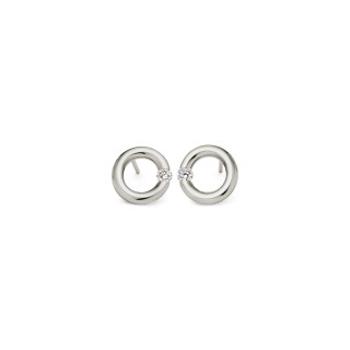 Weißgold, Ohrringe, Niessing Spannring® Ohrstecker , Ref: N354924-10mm-0.08ct-gloss-fg