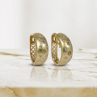  Epple Pre-Owned Schmuck 1 Paar Clip-Ohrstecker aus 750/- Gelbgold mattiert mit Brillanten, Ref: Vintage 24-2069/24-2147