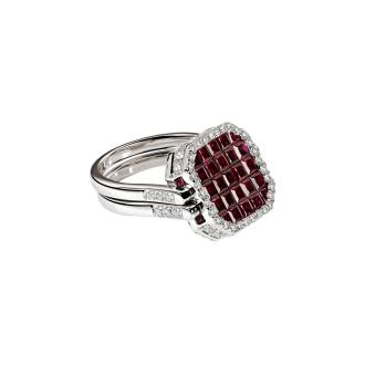 Ring Rubine drehbar