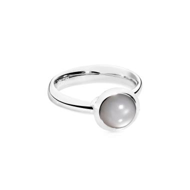 Ringe, Weißgold, Tamara Comolli BOUTON Ring small Grauer Mondstein