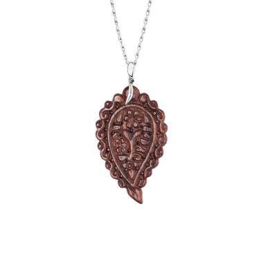 Halsschmuck, Weißgold, Tamara Comolli INDIA Leaf Anhänger large Snakewood