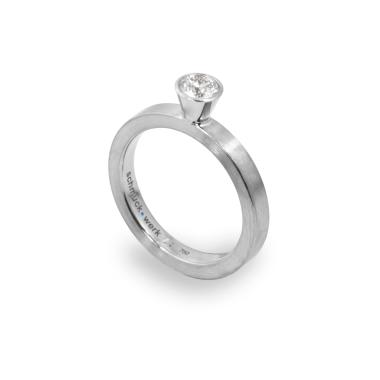 Ringe, Weißgold, Schmuckwerk Solitairering Alpenring
