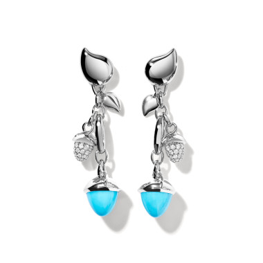         Weißgold, Ohrringe, Tamara Comolli MIKADO Ohrringe Dangling 2 Acorns 'Turquoise'