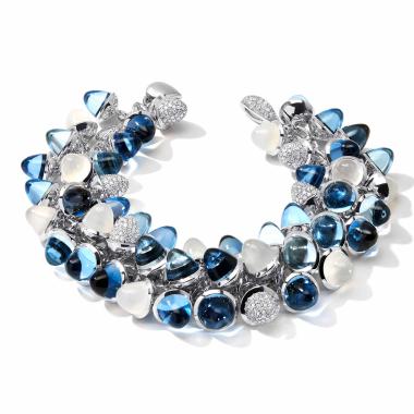 Armschmuck, Weißgold, Tamara Comolli MIKADO Flamenco Armband Ocean mit Diamond Pavé 