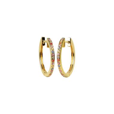 Ohrringe, Gelbgold, Ruppenthal Creolen Saphire fancy