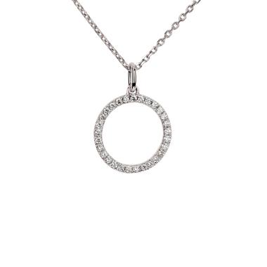 Halsschmuck, Weißgold, Ruppenthal Collier mit Anhänger Kreis