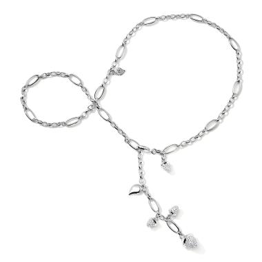 Halsschmuck, Weißgold, Tamara Comolli MIKADO Collier Delicate mit Diamond Pavé 