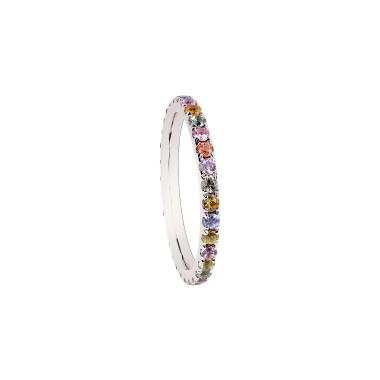 Ringe, Weißgold, Ruppenthal Memoirering Saphire fancy