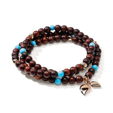 Armschmuck, Roségold, Tamara Comolli INDIA Armband medium Snake Wood Türkis
